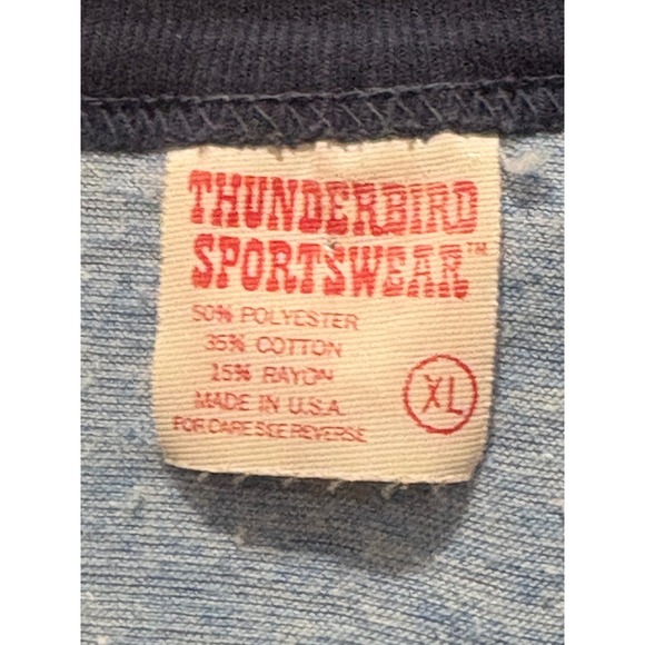 Vintage Thunderbird Sportswear Surfin USA Ringer T Shirt Blue - Picture 5 of 8